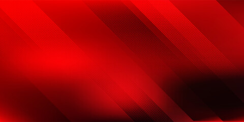 Fototapeta premium Minimalist geometric red background featuring sleek diagonal lines and subtle dot halftone texture. Elegant template for business presentation layout or art print