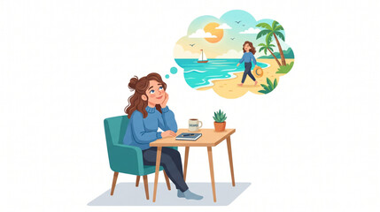Fototapeta premium Dream Vacation Planning Illustration – Travel Goals, Inspiration and Future Dreams Vector