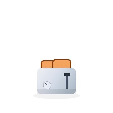 Minimalist kitchen toaster animation with sliced bread for breakfast themes
