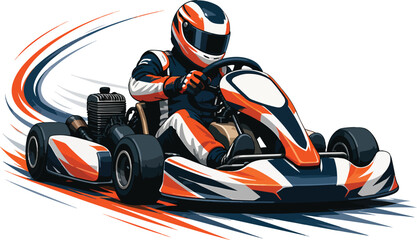 Go-kart racer in action on track karting racing © Nargis