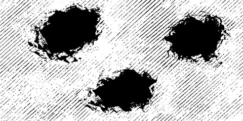 Three black holes appear on a light gray textured background, creating a visually striking and abstract composition. © GREENPIXEL Art