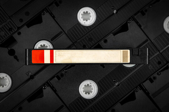 Vintage videotape spine with blank sticker
