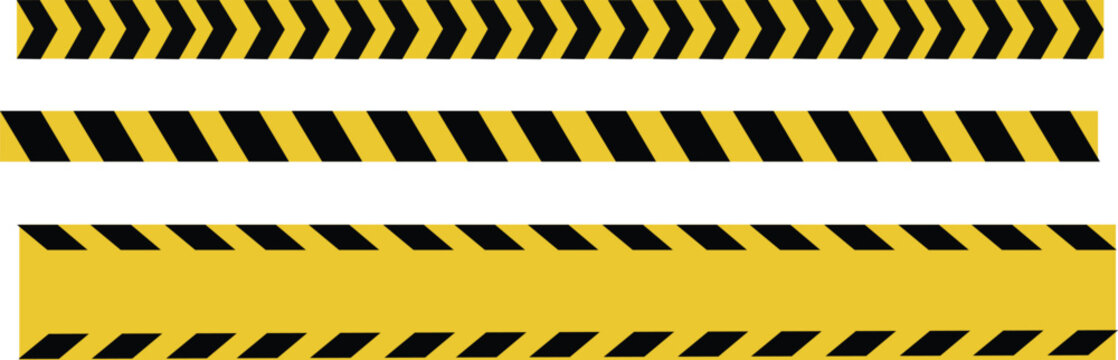 Set of industrial hazard warning stripes and caution danger tapes with industrial construction attention boundary demarcation restricted security workplace protection