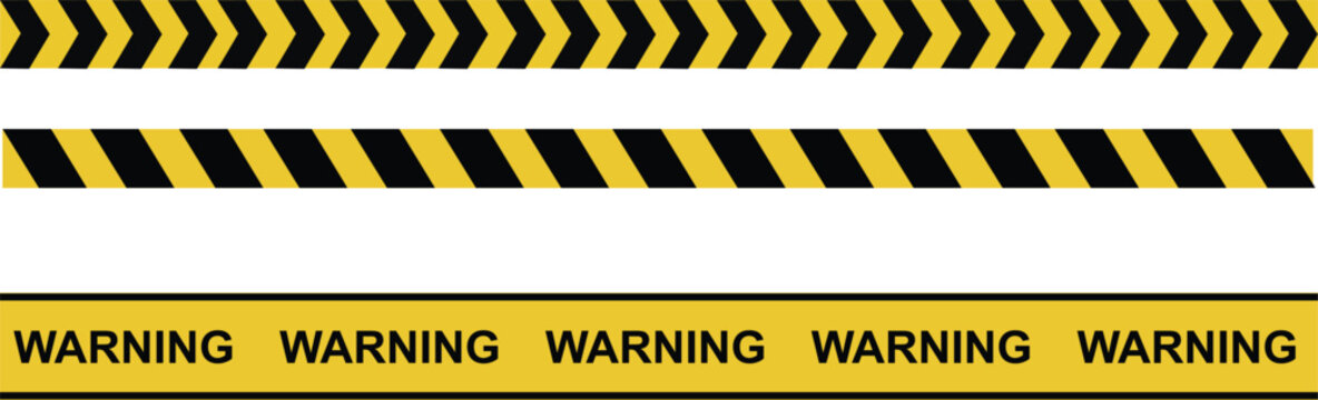 Industrial hazard warning stripes and caution tapes with warning text industrial construction attention boundary demarcation restricted security workplace protection