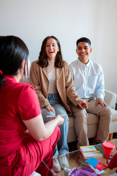 Happy couple in family planning session