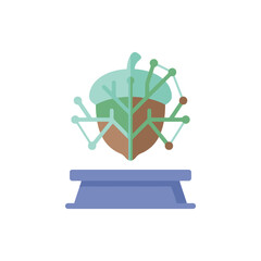 Obraz premium A digital acorn icon sits on a small blue platform base