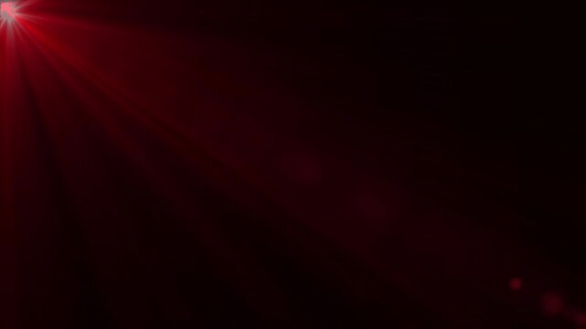 Abstract sun light rays red background on a black background, Sun red light rays light effects on right corner.  sun burst spotlight glowing ray view