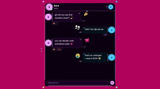 Smartphone messaging interface in dark mode with chat bubbles