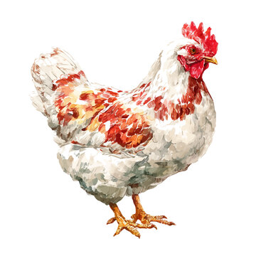 Hand-painted watercolor artwork of Poultry, isolated on white background