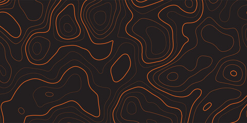 Minimalist dark abstract background with black topographic striped lines. Creative geographic nature map layout for modern graphic terrain drawing. © Bardi Stock