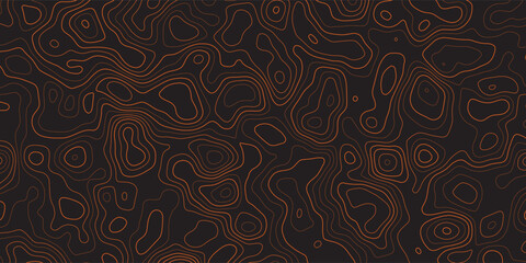 Minimalist dark abstract background with black topographic striped lines. Creative geographic nature map layout for modern graphic terrain drawing. © Bardi Stock