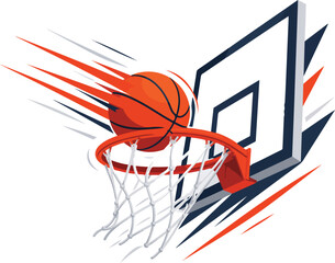 Basketball going through hoop with motion streaks sport © Nargis