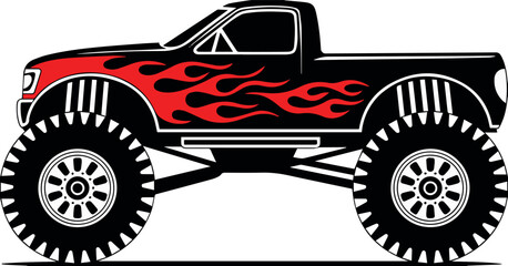 truck black white monster truck vector silhouette © AIcon Vector