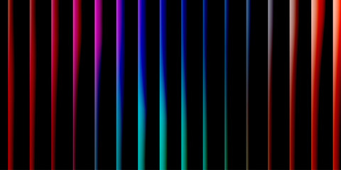 Chromatic Symphony Abstract digital art displays a vibrant spectrum of vertical lines in gradient hues from red to blue against a black background, creating a striking visual rhythm. © alamin el neno polla