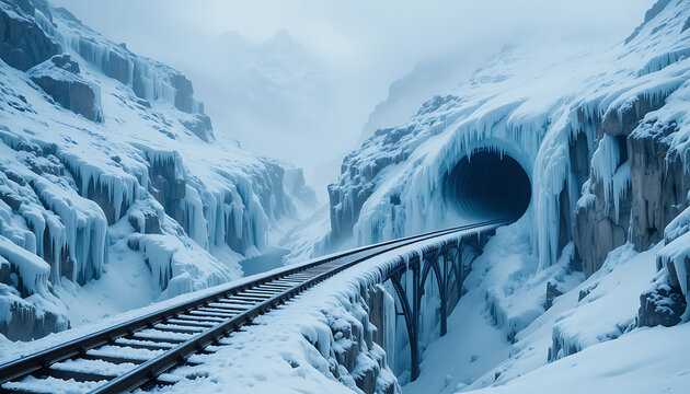 Snowy alpine ski resort mountain landscape in winter