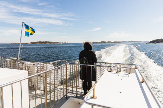 Traveler on Ferry Looking at Archipelago View