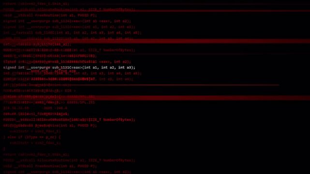 Software Hack Concept with Red Glitchy Code Scrolling on Terminal Screen