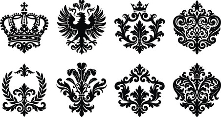 Obraz premium Royal Ornamental Silhouette Collection Set with Heraldic and Vintage Elements