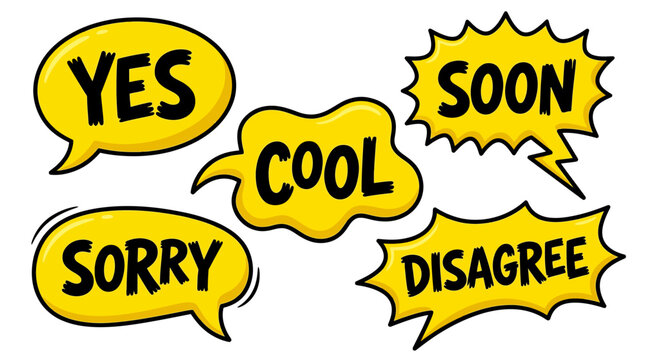 Yellow comic bubbles showing yes and disagree text.