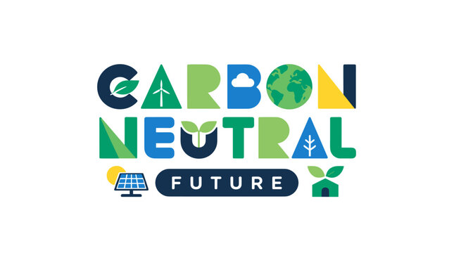 Carbon Neutral Future Concept Logo Illustration.