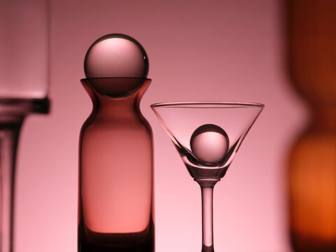 Elegant glass objects with spheres create a sophisticated still