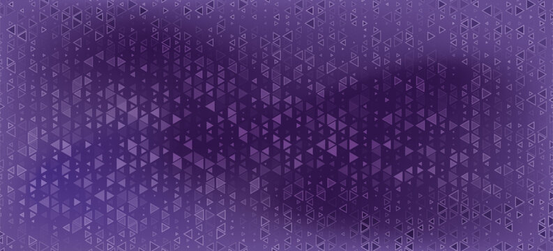 Abstract purple geometric background with triangle mosaic pattern, layered transparent shapes, smooth gradient lighting, elegant technology style.