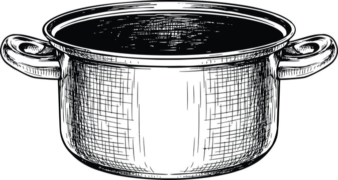 Vintage stockpot illustration hand drawn style isolated on transparent background