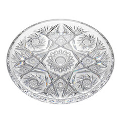 Naklejka premium Intricate crystal serving plate with starburst faceted cut pattern