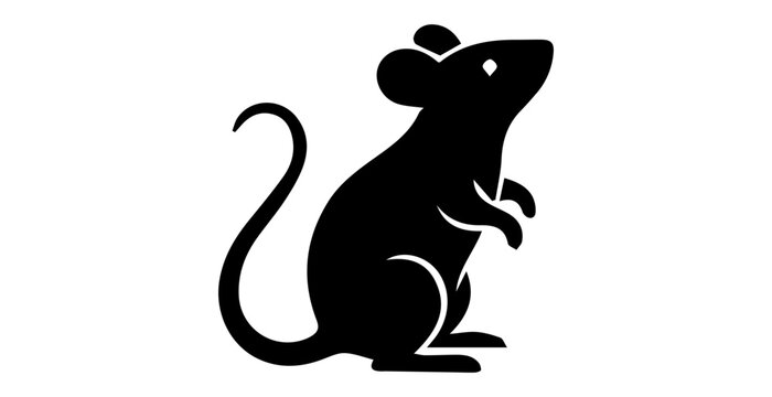 Black silhouette rat sitting upright