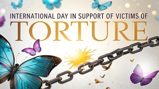 Colorful transformation artwork supporting victims of torture and recovery.