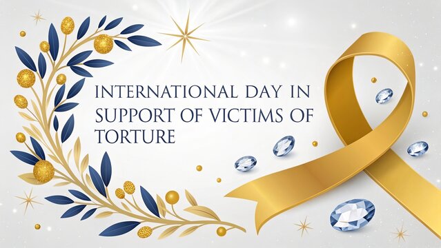 Golden awareness ribbon symbolizing support healing and human rights.