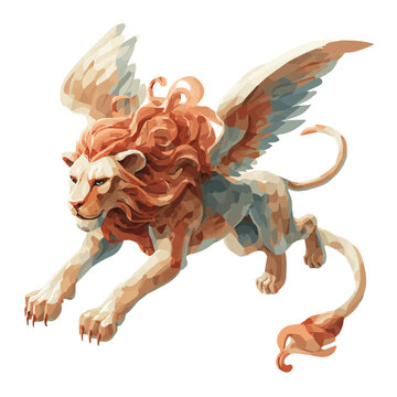 Manticore, watercolor design element isolated on white background