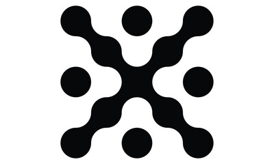 Obraz premium Abstract Black and White Minimalist Logo Design Depicting Interconnected Nodes or Molecules