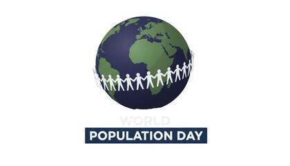Fototapeta premium Paper Cutout People Holding Hands Around Earth Globe for World Population Day Celebration and Global Community Awareness