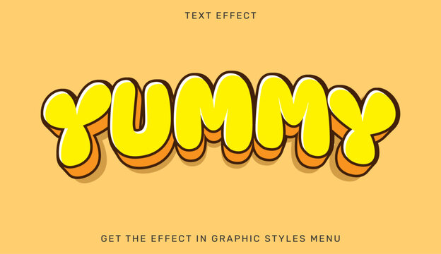 Yummy 3D text effect editable graphic style for adobe illustrator with typography editable illustrator creative advertising marketing delicious template headline