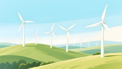 Fototapeta premium Windmill hill clean energy background