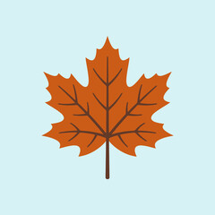 Obraz premium Minimalist illustration of an orange autumn leaf on a blue backdrop