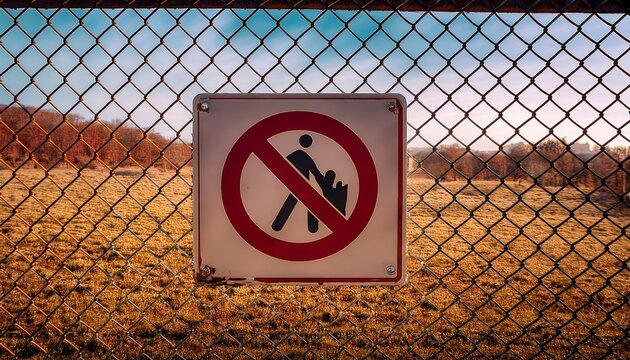 no trespassing sign on a chain link fence