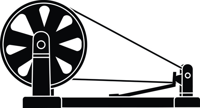 Traditional spinning wheel black silhouette on a white background
