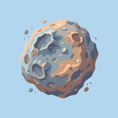 A vector illustration of a rocky asteroid floating in space © Hendri