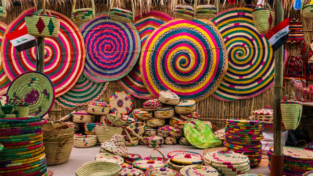Traditional Omani Handmade Woven Baskets Displaying Cultural Craftsmanship