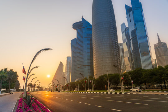 Vibrant Doha Corniche Waterfront with Tourists Enjoying Sea Views