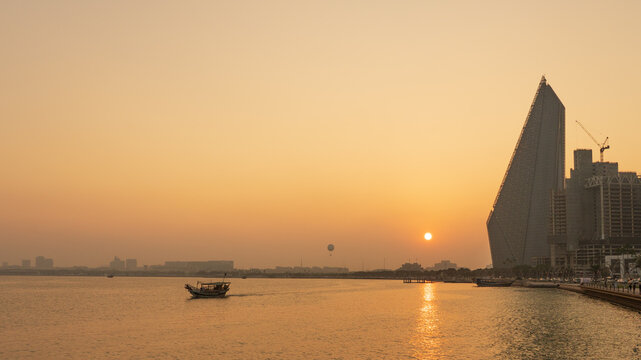 Vibrant Doha Corniche Waterfront with Tourists Enjoying Sea Views