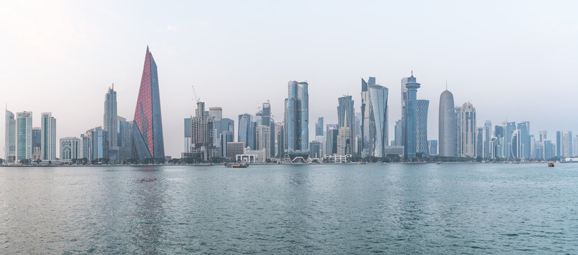the doha citty skyline with the foreground of doha corniche