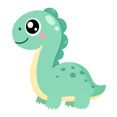 Cute Green Dinosaur Cartoon Character with Big Eye and Smile © Boonsub