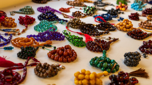 Traditional Prayer Beads with Elegant Blurred Background