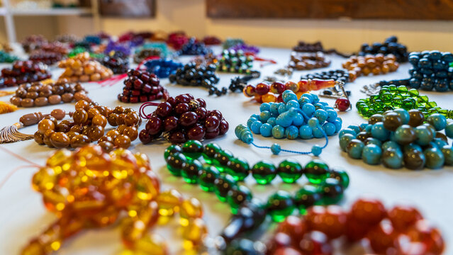 Traditional Prayer Beads with Elegant Blurred Background