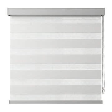 White zebra roller blind window covering with alternating sheer stripes
