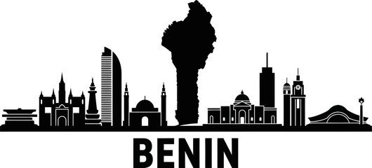 Fototapeta premium Benin city skyline silhouette graphic