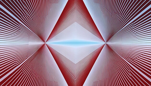 Abstract geometric fractal pattern with mirrored symmetry and converging red lines abstract geometric symmetry